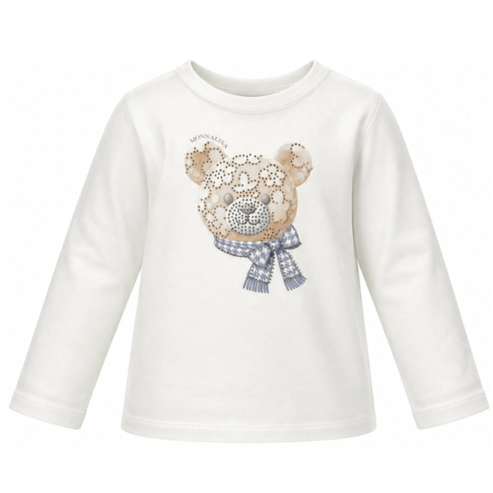 T-shirt per bambina Monnalisa Kids bianca con strass 19H607 8015 0103 MONNALISA KIDS