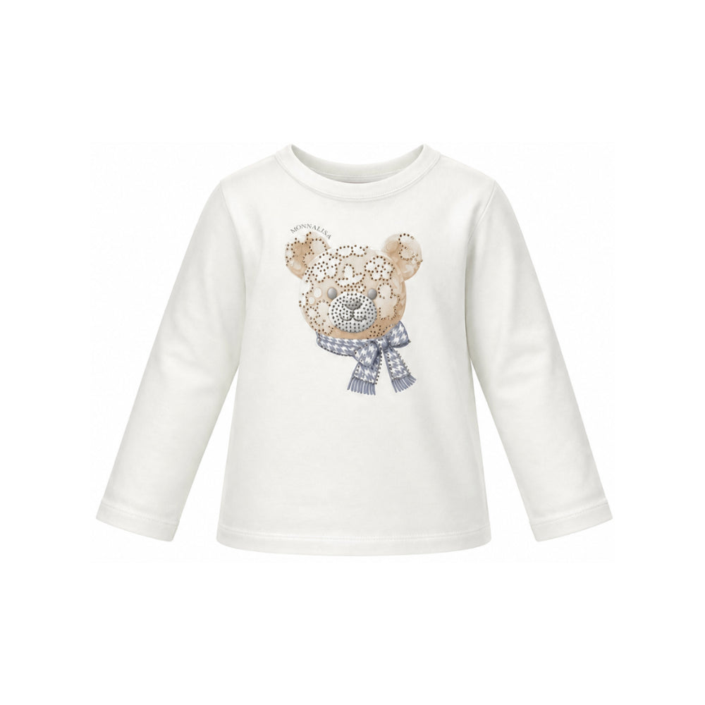 T-shirt per bambina Monnalisa Kids bianca con strass 19H607 8015 0103 MONNALISA KIDS