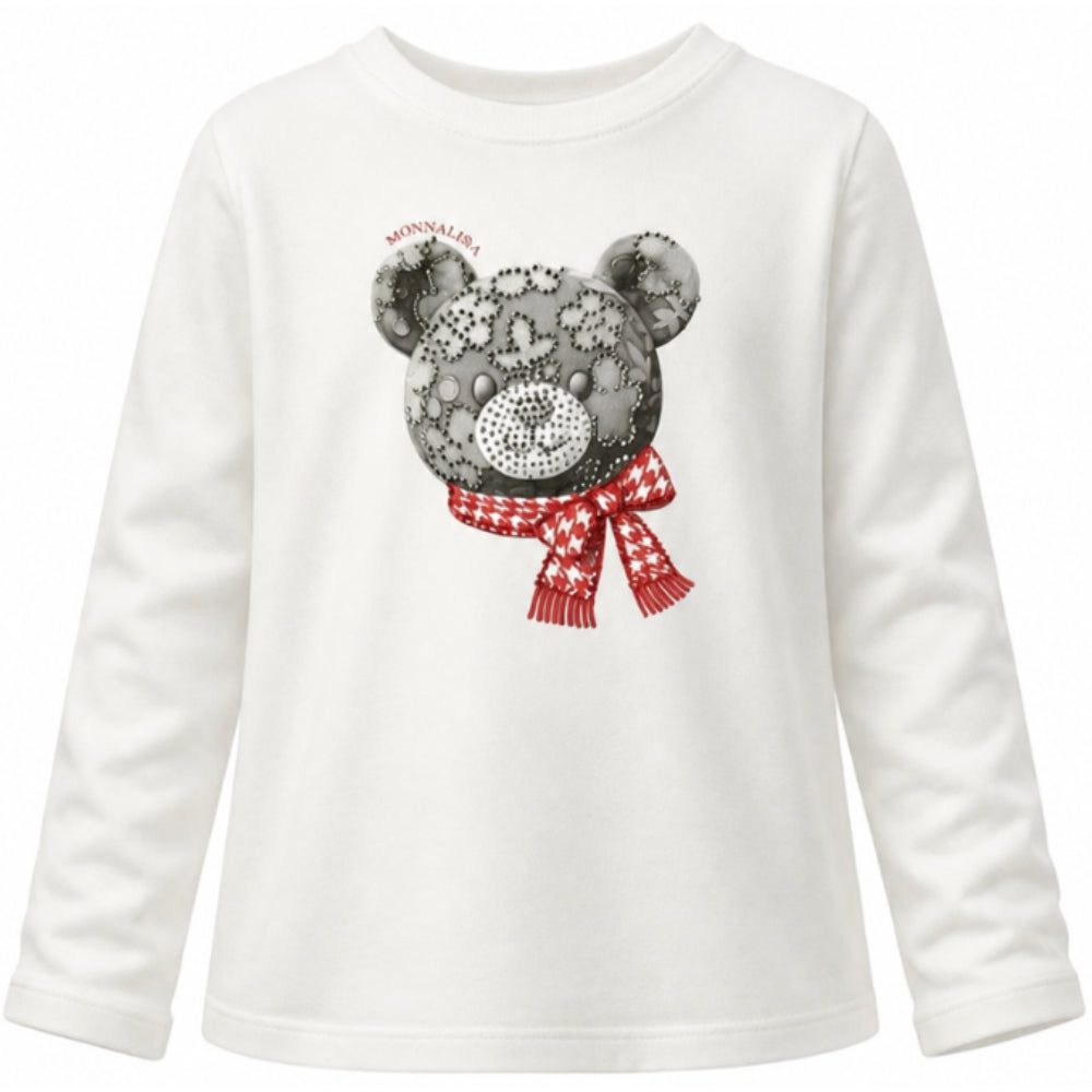 T-shirt per bambina Monnalisa Kids bianca con strass 19H607 8015 0132 MONNALISA KIDS