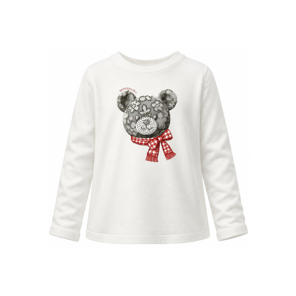 T-shirt per bambina Monnalisa Kids bianca con strass 19H607 8015 0132 MONNALISA KIDS