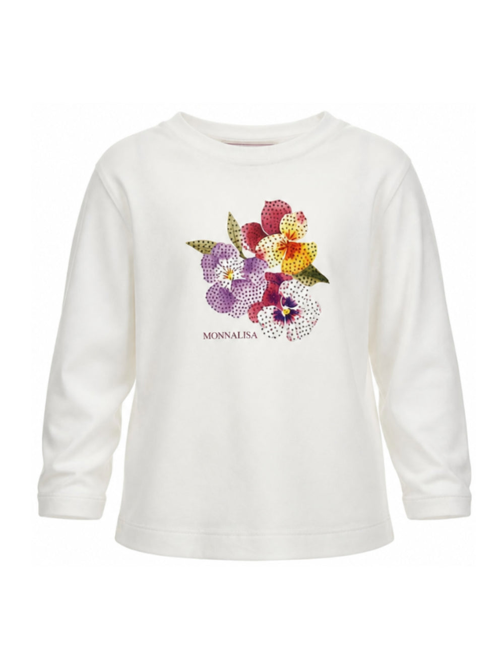 T-shirt per bambina Monnalisa Kids bianca con stampa floreale 19H610 8015 0001 MONNALISA KIDS