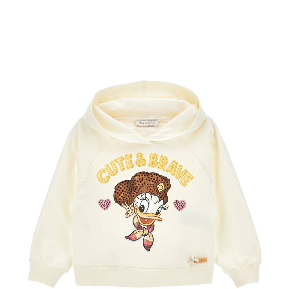 Felpa per bambina Monnalisa bianca con stampa grafica 19H611 8030 2998 MONNALISA KIDS