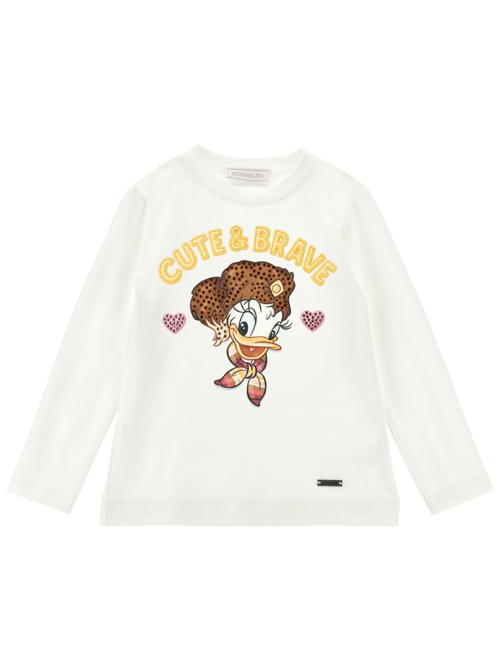 T-shirt per bambina Monnalisa Kids bianca con strass 19H620 8004 0198 MONNALISA KIDS
