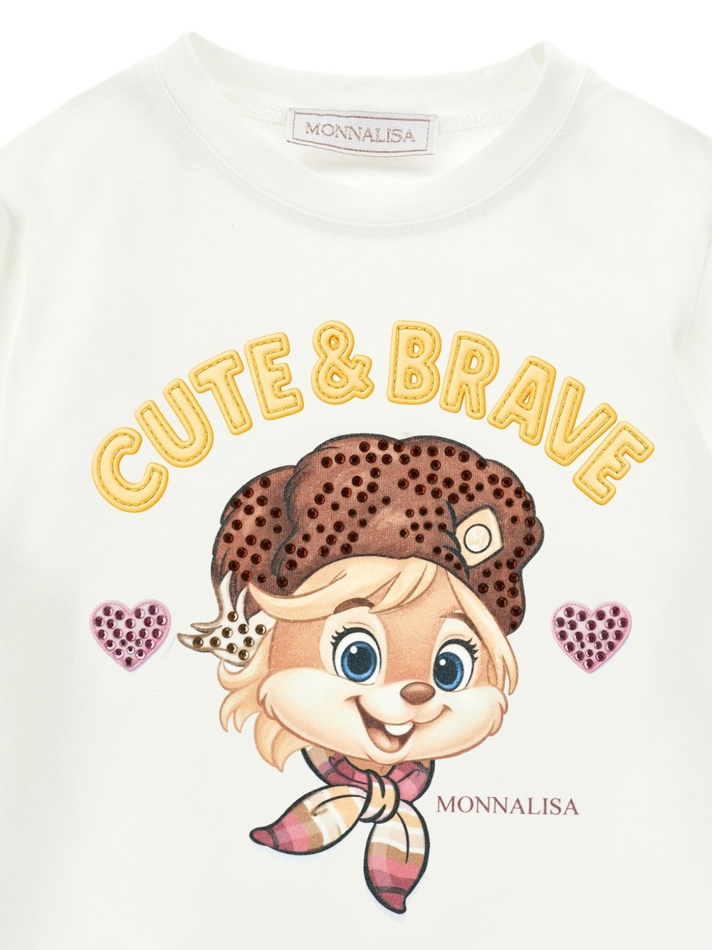 T-shirt per bambina Monnalisa Kids bianca con strass 19H620 8004 0198 MONNALISA KIDS