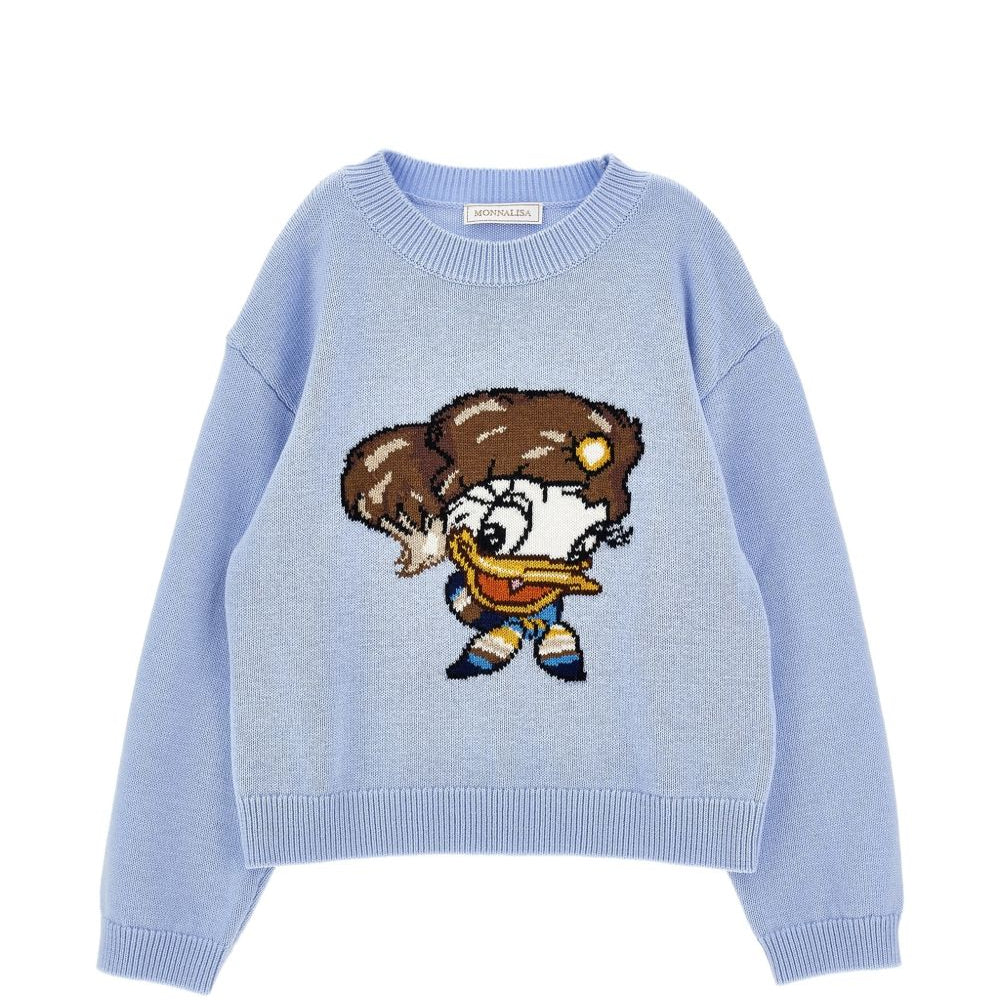 Maglione per bambina Monnalisa Kids azzurro con intarsio 19H626 8066 0058 MONNALISA KIDS