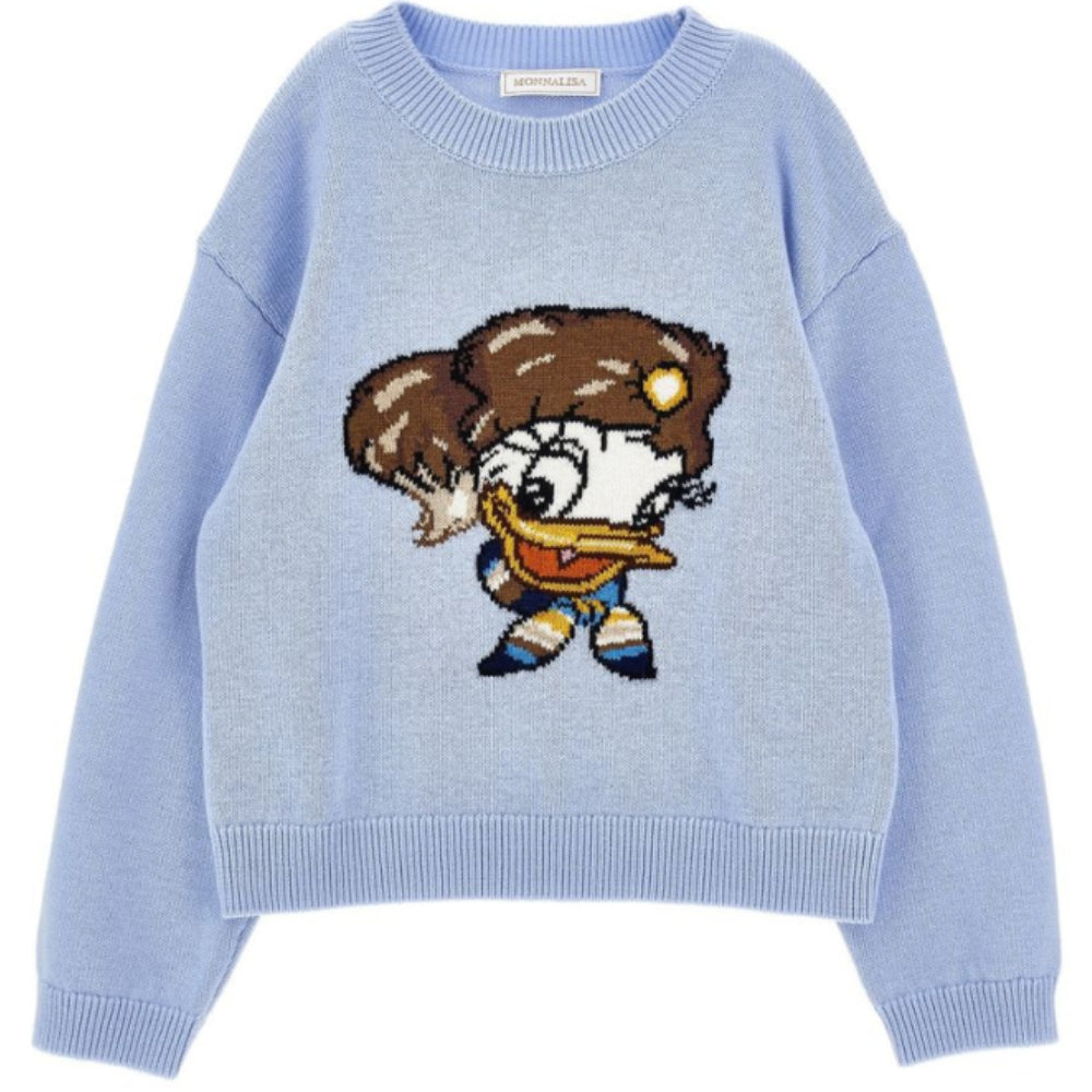 Maglione per bambina Monnalisa Kids azzurro con intarsio 19H626 8066 0058 MONNALISA KIDS