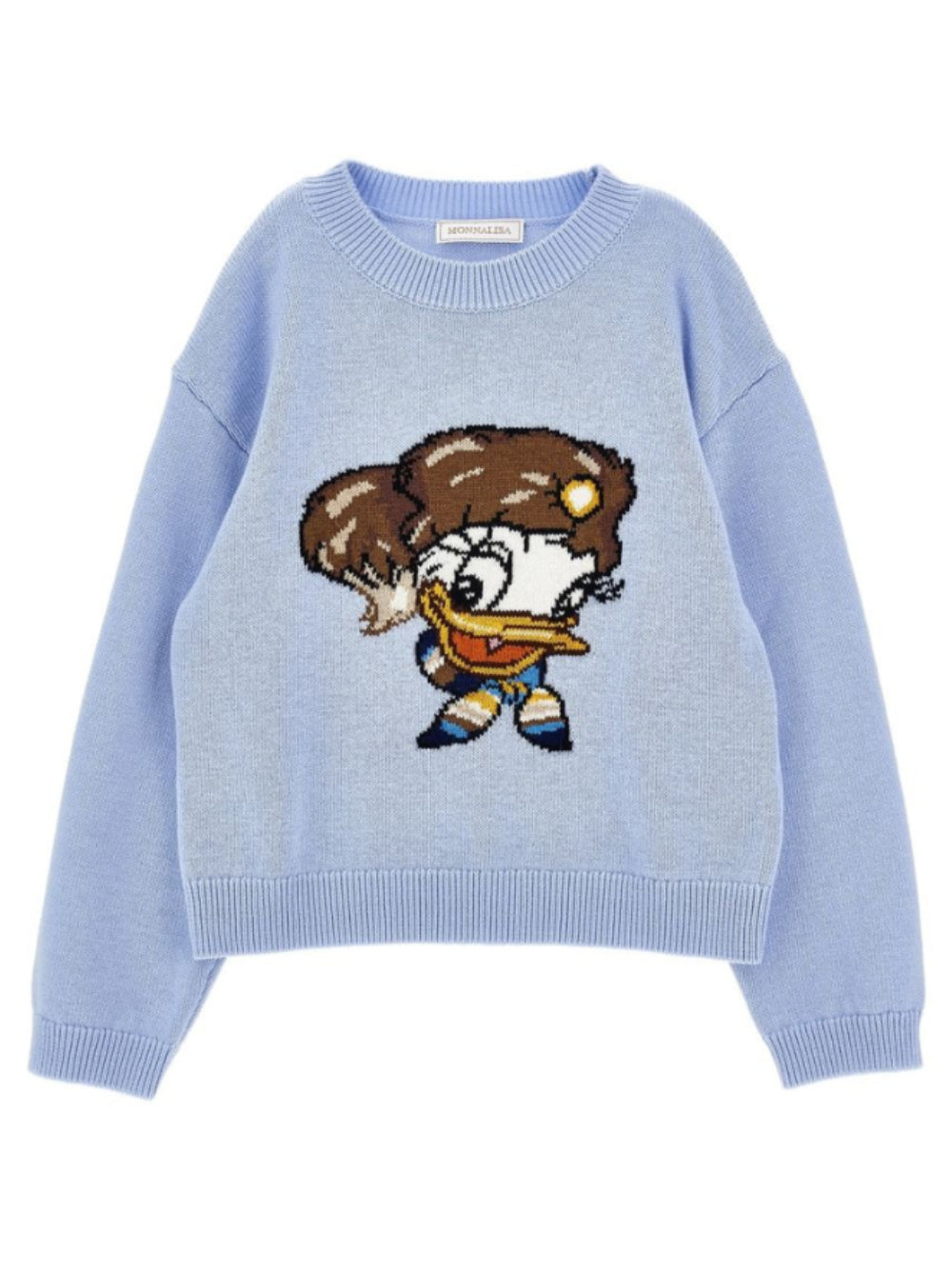Maglione per bambina Monnalisa Kids azzurro con intarsio 19H626 8066 0058 MONNALISA KIDS
