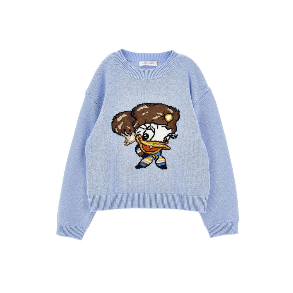 Maglione per bambina Monnalisa Kids azzurro con intarsio 19H626 8066 0058 MONNALISA KIDS