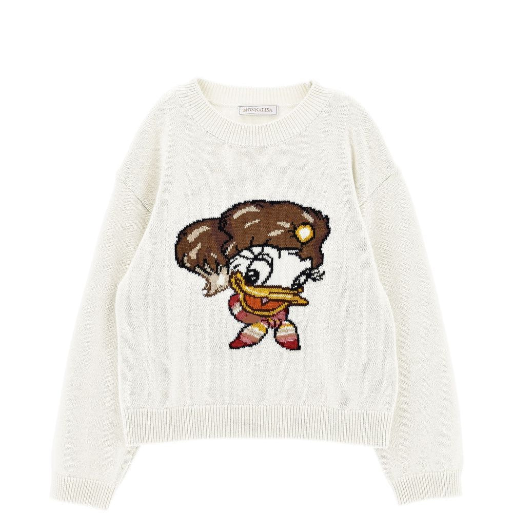 Maglione per bambina Monnalisa Kids bianco con intarsio 19H626 8066 0198 MONNALISA KIDS