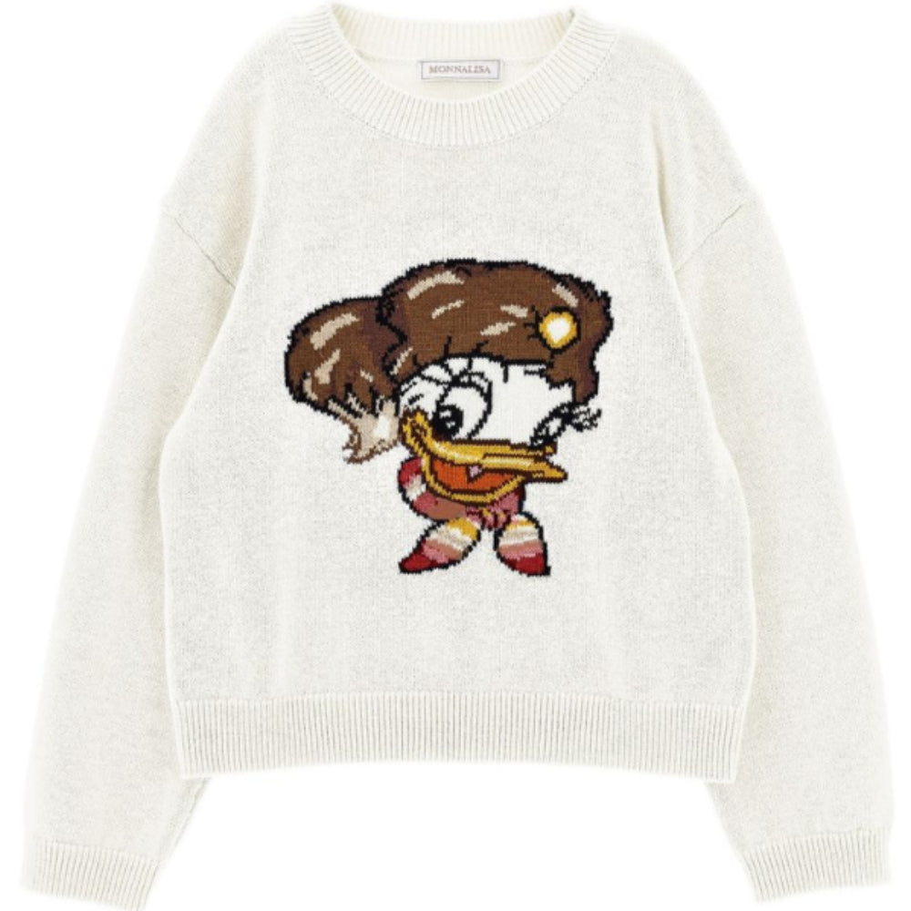 Maglione per bambina Monnalisa Kids bianco con intarsio 19H626 8066 0198 MONNALISA KIDS