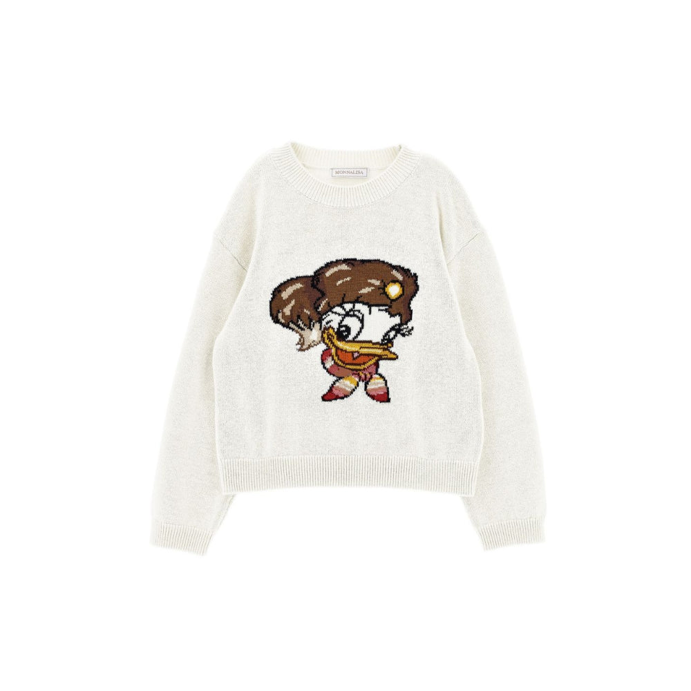 Maglione per bambina Monnalisa Kids bianco con intarsio 19H626 8066 0198 MONNALISA KIDS