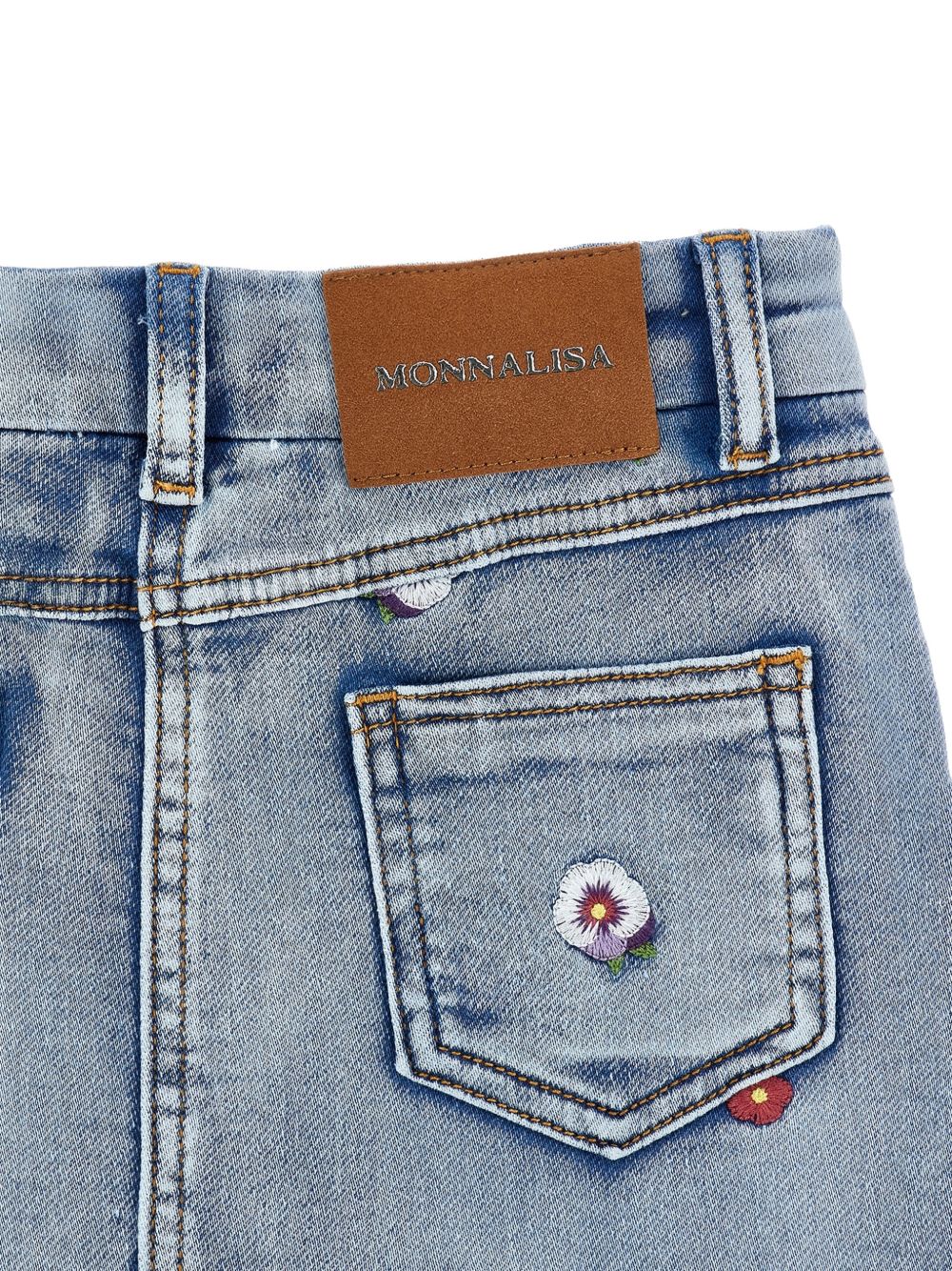 Gonna per bambina Monnalisa Kids in denim con ricamo floreale 19H702 8042 6284 MONNALISA KIDS