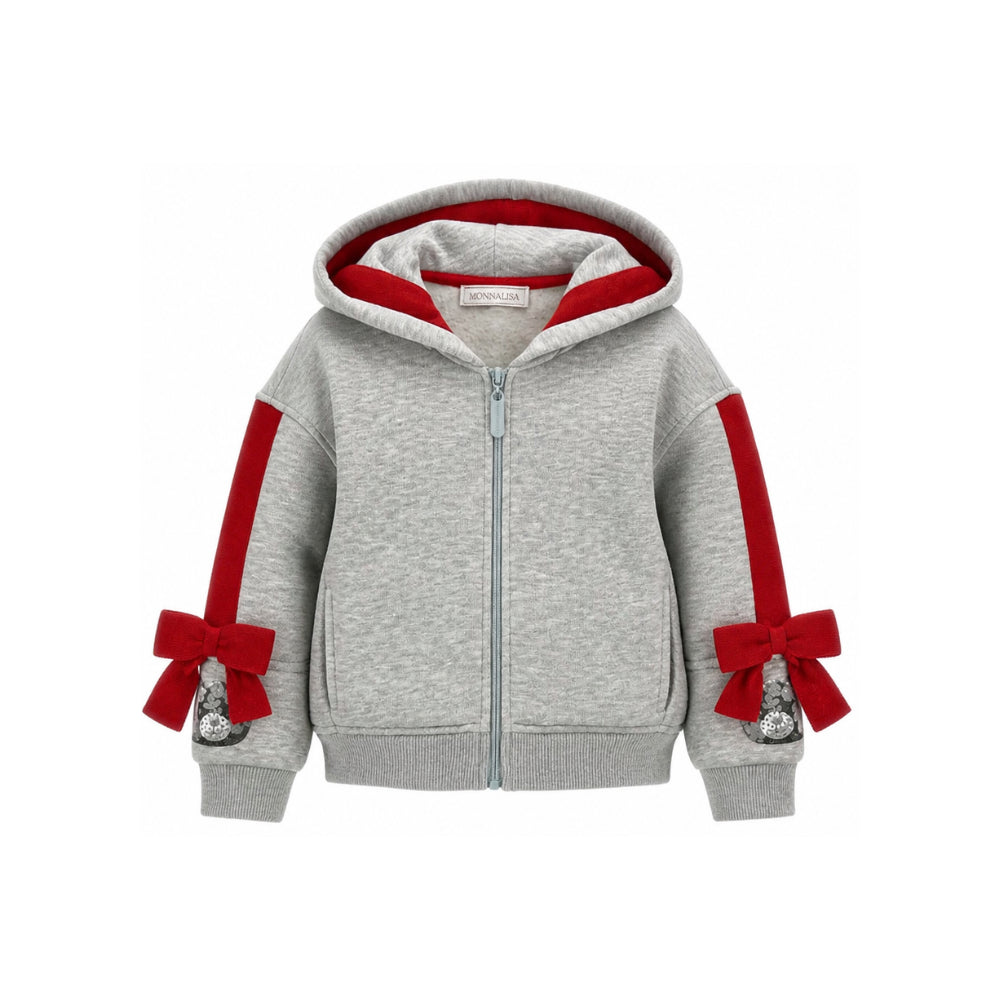 Felpa per bambina Monnalisa Kids grigia con dettaglio fiocchi sulle maniche 19H805 8010 0033 MONNALISA KIDS