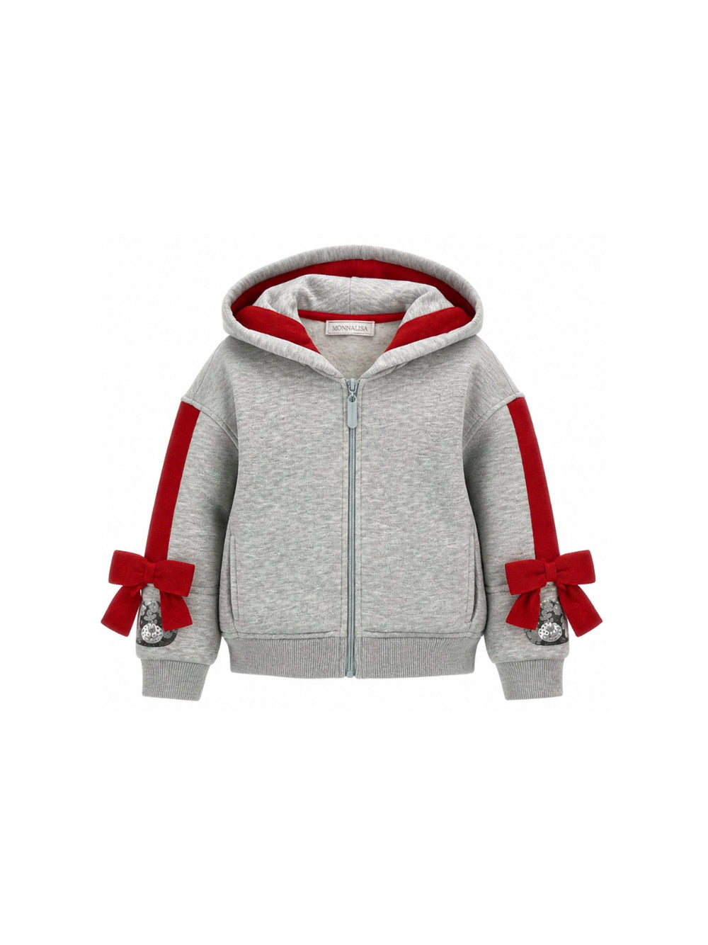 Felpa per bambina Monnalisa Kids grigia con dettaglio fiocchi sulle maniche 19H805 8010 0033 MONNALISA KIDS