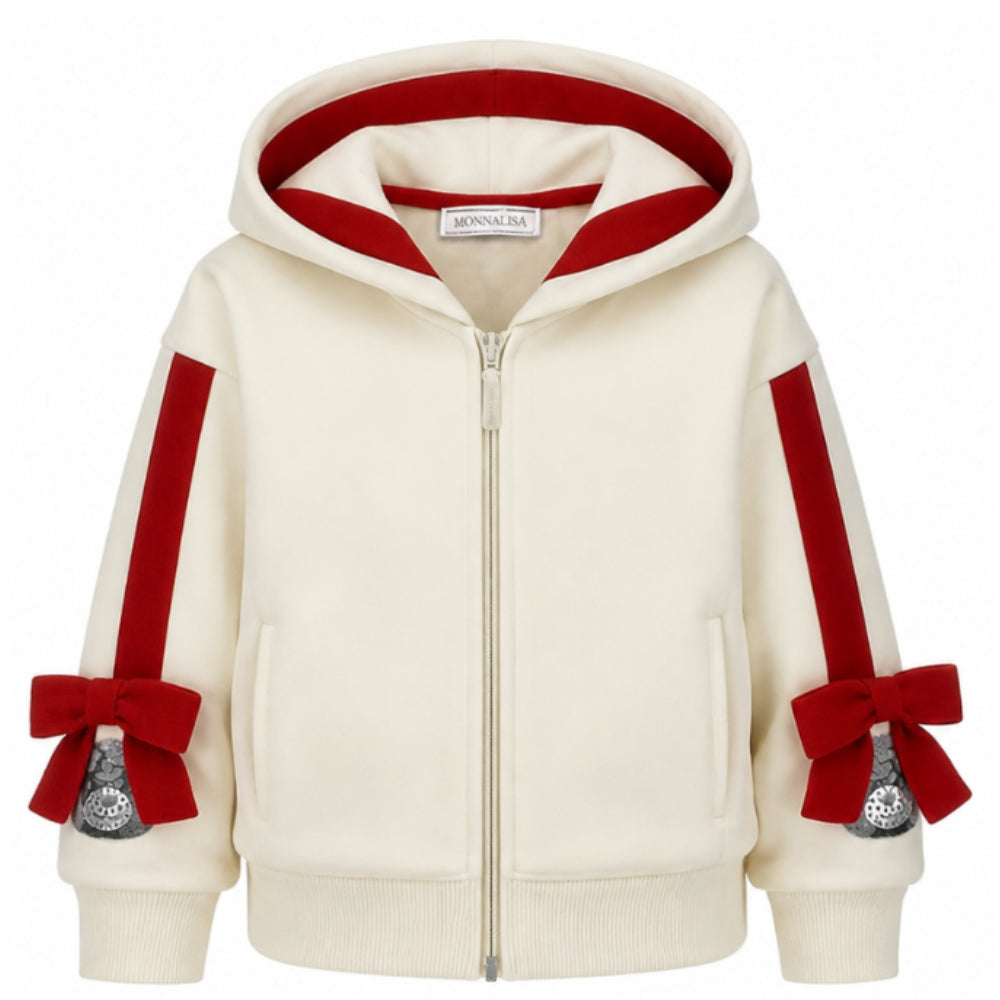 Felpa per bambina Monnalisa Kids bianca con dettaglio fiocco sulle maniche 19H805 8010 2943 MONNALISA KIDS