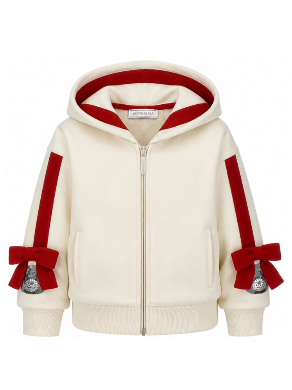Felpa per bambina Monnalisa Kids bianca con dettaglio fiocco sulle maniche 19H805 8010 2943 MONNALISA KIDS