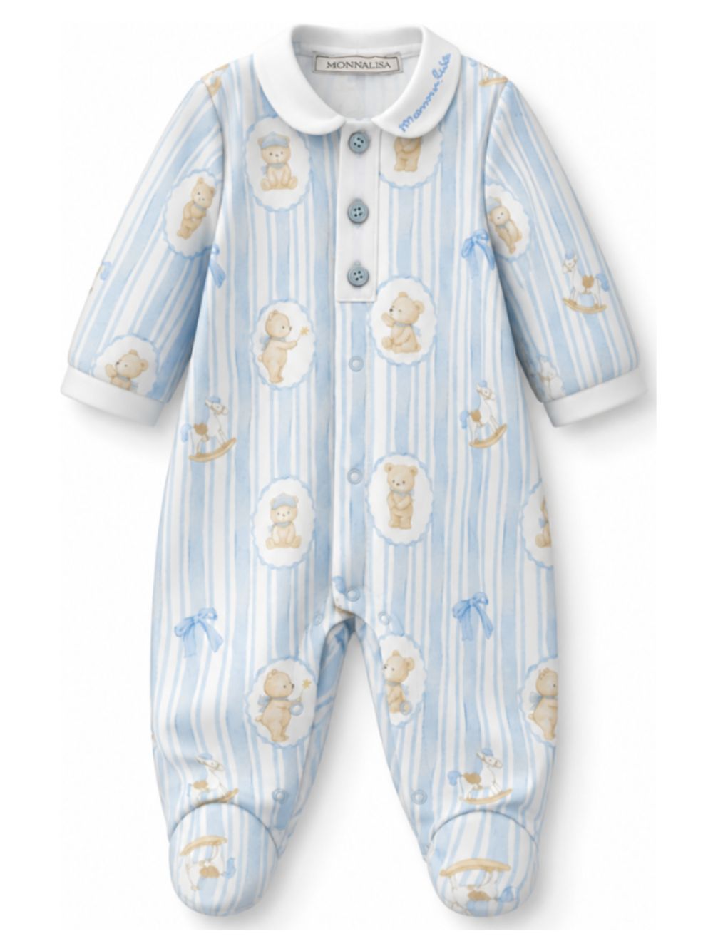 Tutina per neonato Monnalisa Kids azzurra con stampa Teddy Bear all-over 22H201 8019 0152 MONNALISA KIDS