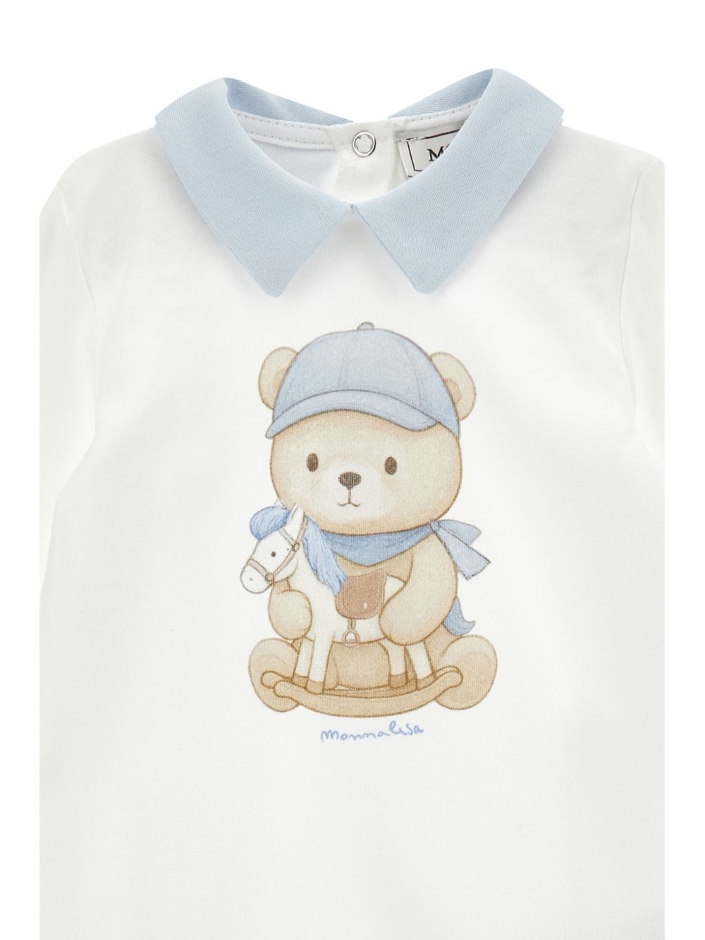 Set tutina, bavaglino e cappellino per neonato Monnalisa Kids bianco con motivo orsetto 22H503 8000 0152 MONNALISA KIDS