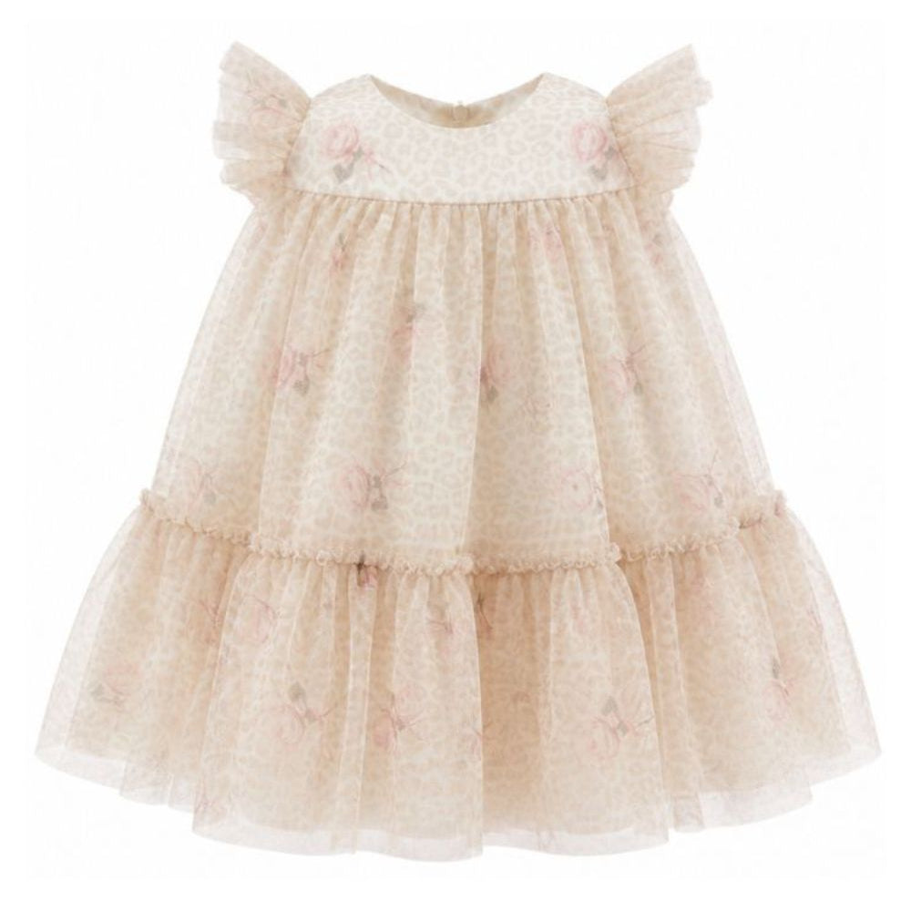 Abito per neonata Monnalisa Kids beige con stampa animalier 31H910 8652 0080 MONNALISA KIDS