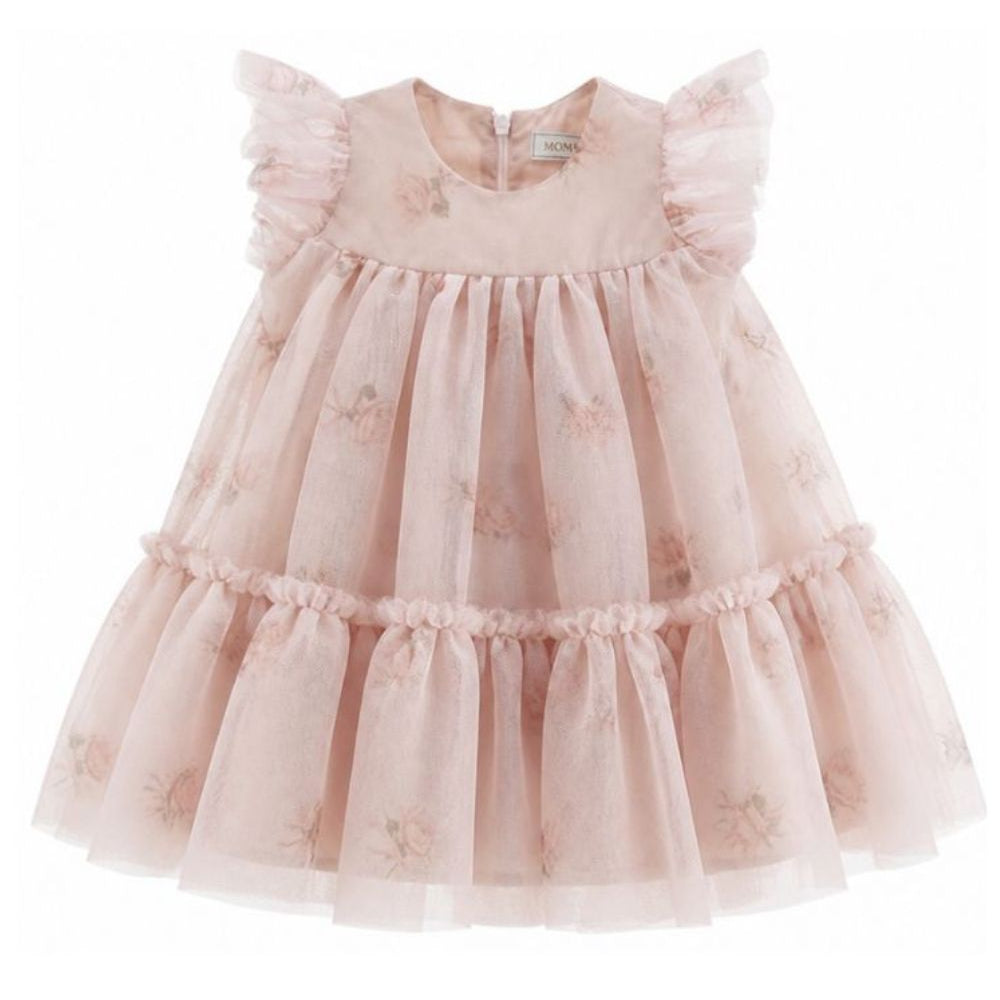 Abito per neonata Monnalisa Kids rosa con strato superiore in tulle 31H910 8652 094F MONNALISA KIDS