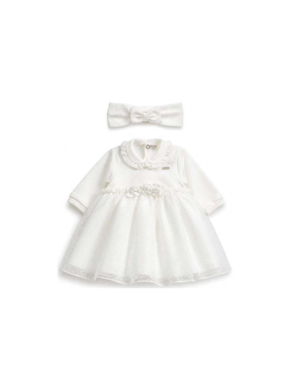 Set abito e fascia per neonata Monnalisa Kids bianco con ruches 35H201 8070 0001 MONNALISA KIDS