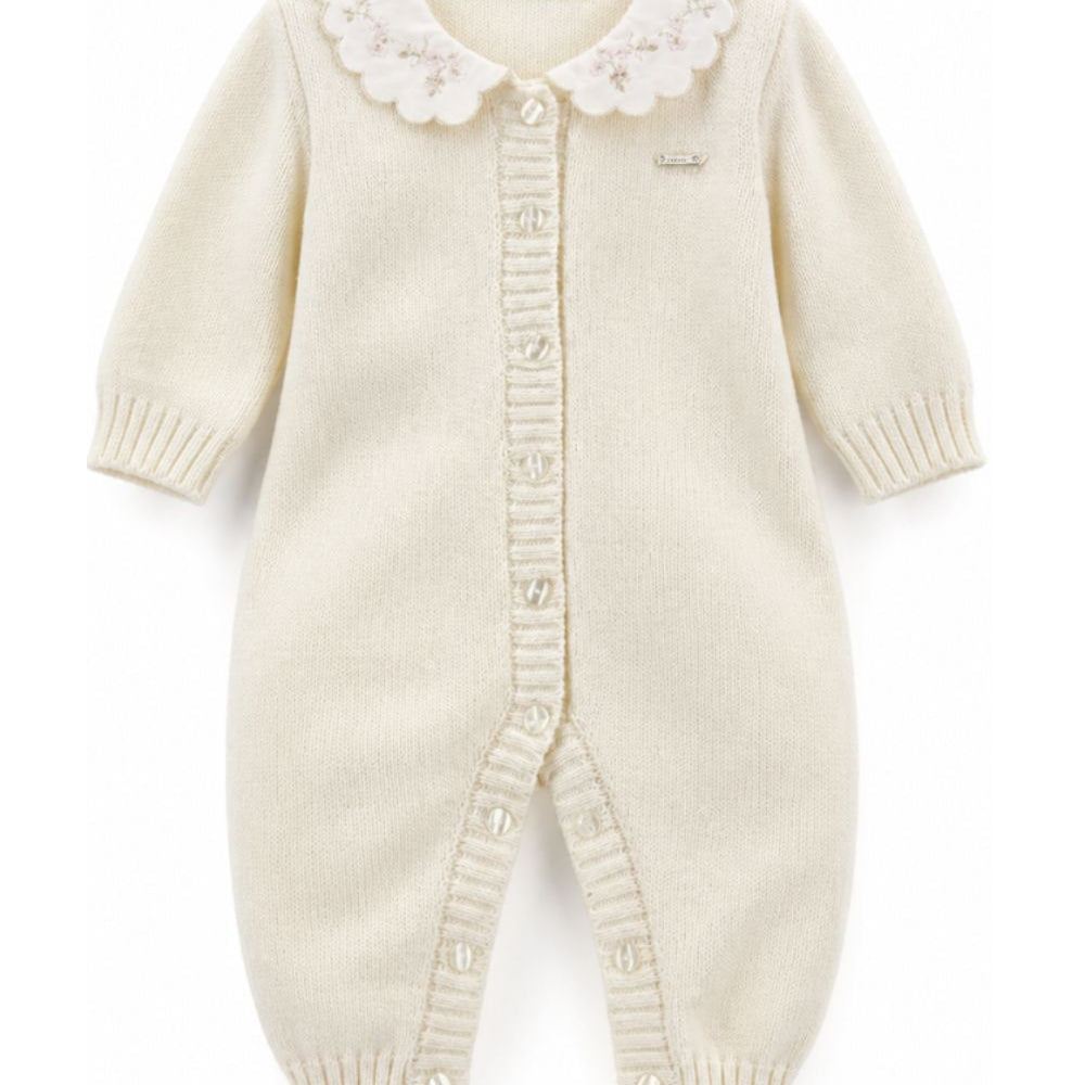 Tutina per neonata Monnalisa Kids bianca con colletto alla Peter Pan 35H202 8060 0001 MONNALISA KIDS