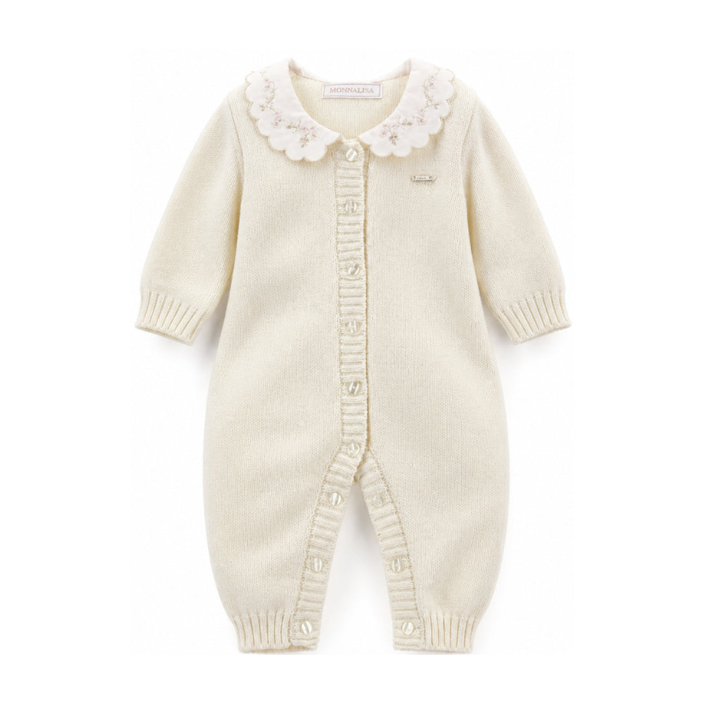 Tutina per neonata Monnalisa Kids bianca con colletto alla Peter Pan 35H202 8060 0001 MONNALISA KIDS
