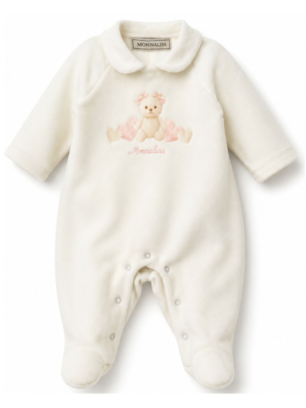 Tutina per neonata Monnalisa Kids bianca con colletto alla Peter Pan 35H207NP 8003 0001 MONNALISA KIDS
