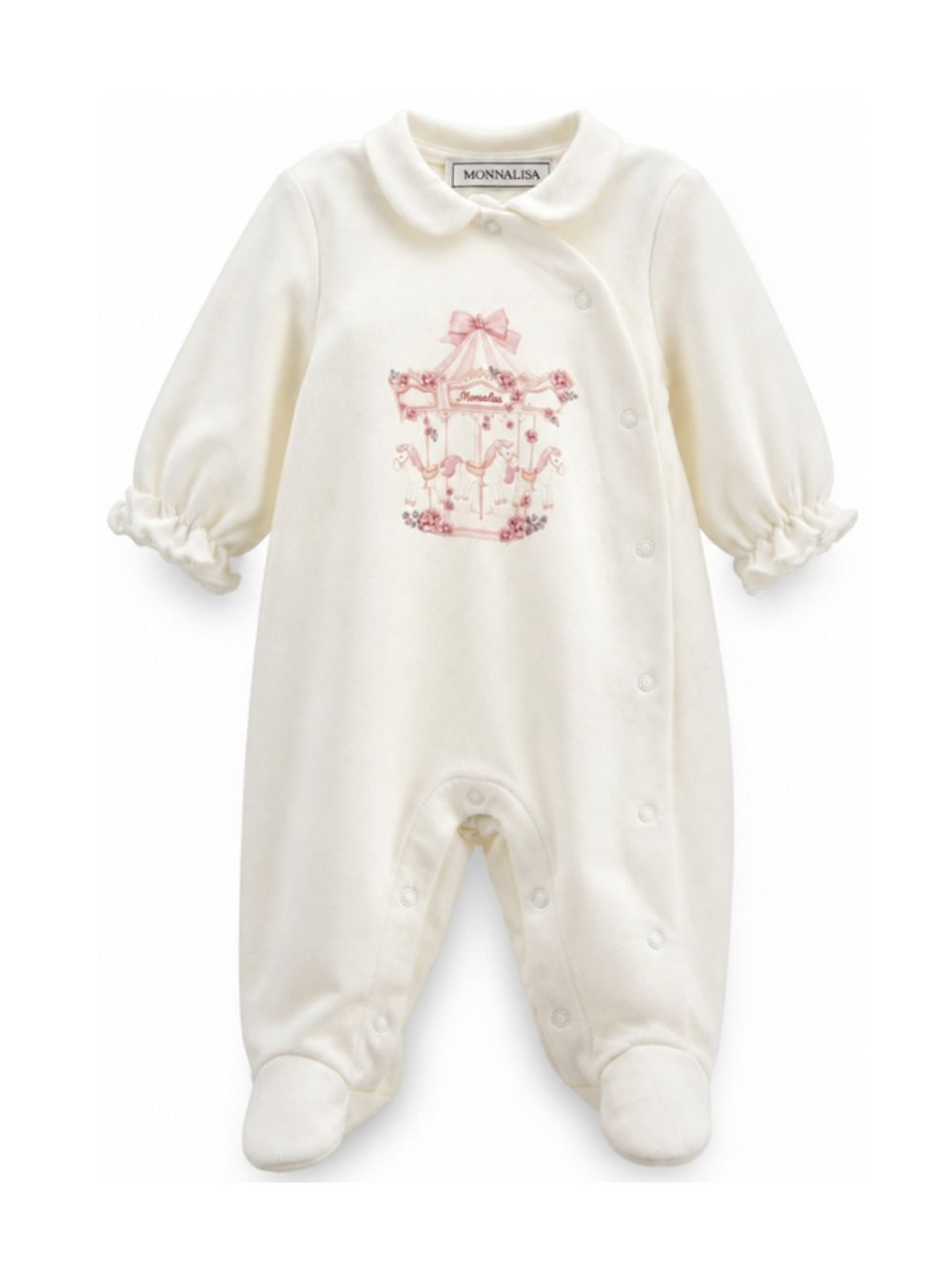 Tutina per neonata Monnalisa Kids bianca con stampa grafica sul davanti 35H208NP 8000 0001 MONNALISA KIDS