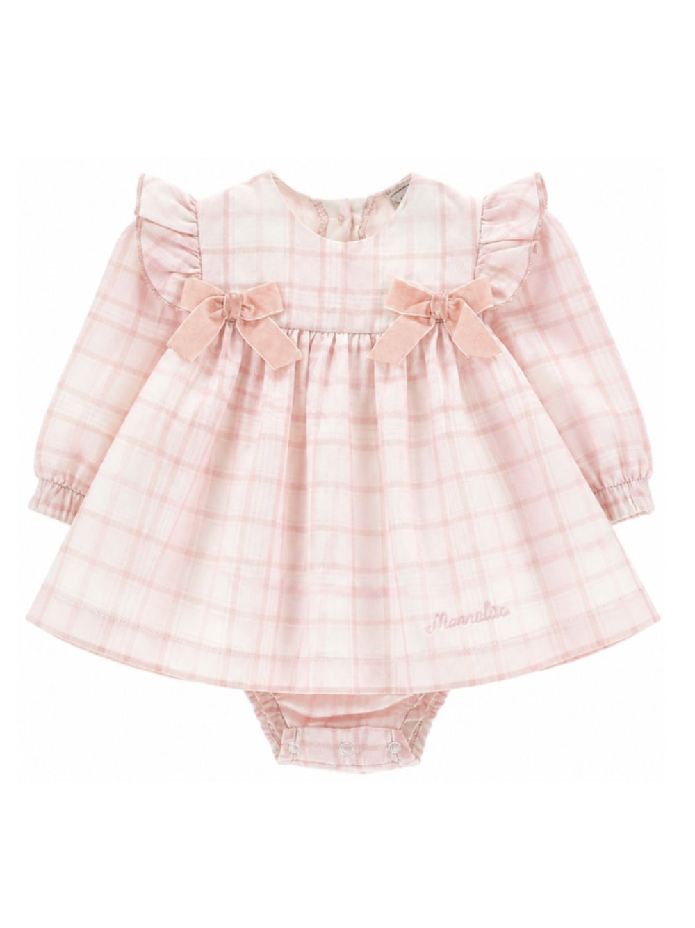 Abito per neonata Monnalisa Kids rosa con motivo a quadri 35H210 8018 0091 MONNALISA KIDS