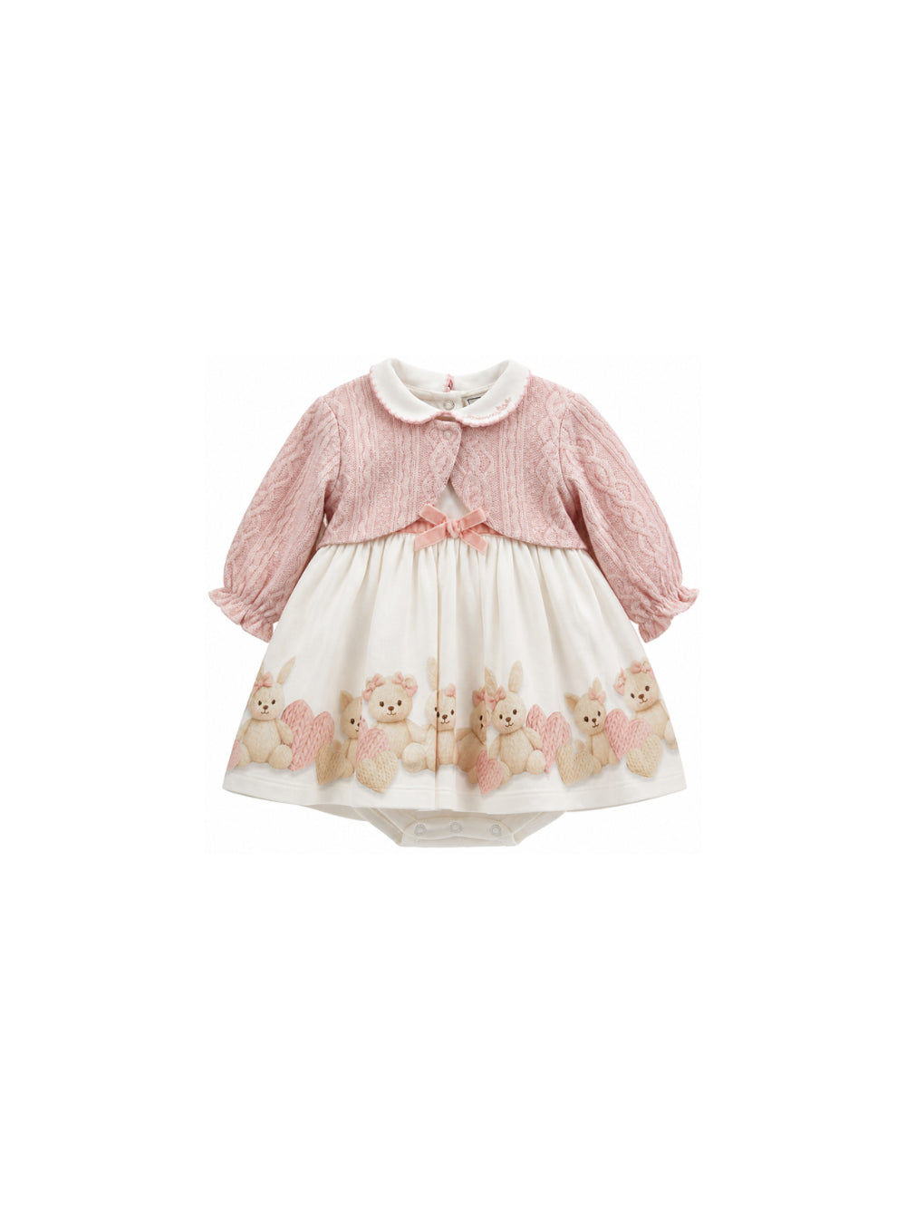 Abito per neonata Monnalisa Kids rosa con stampa Teddy Bear 35H507 8001 0191 MONNALISA KIDS
