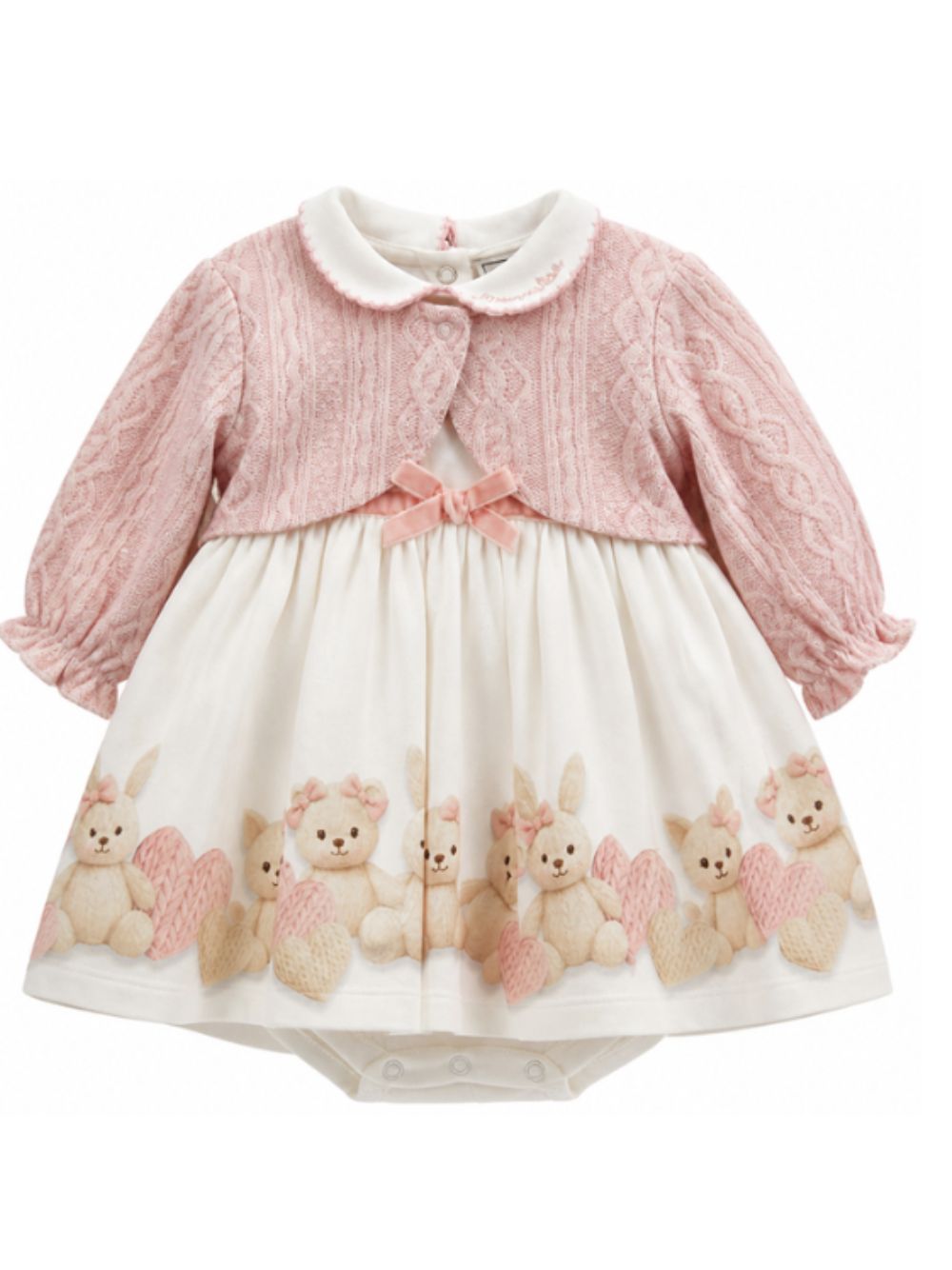 Abito per neonata Monnalisa Kids rosa con stampa Teddy Bear 35H507 8001 0191 MONNALISA KIDS