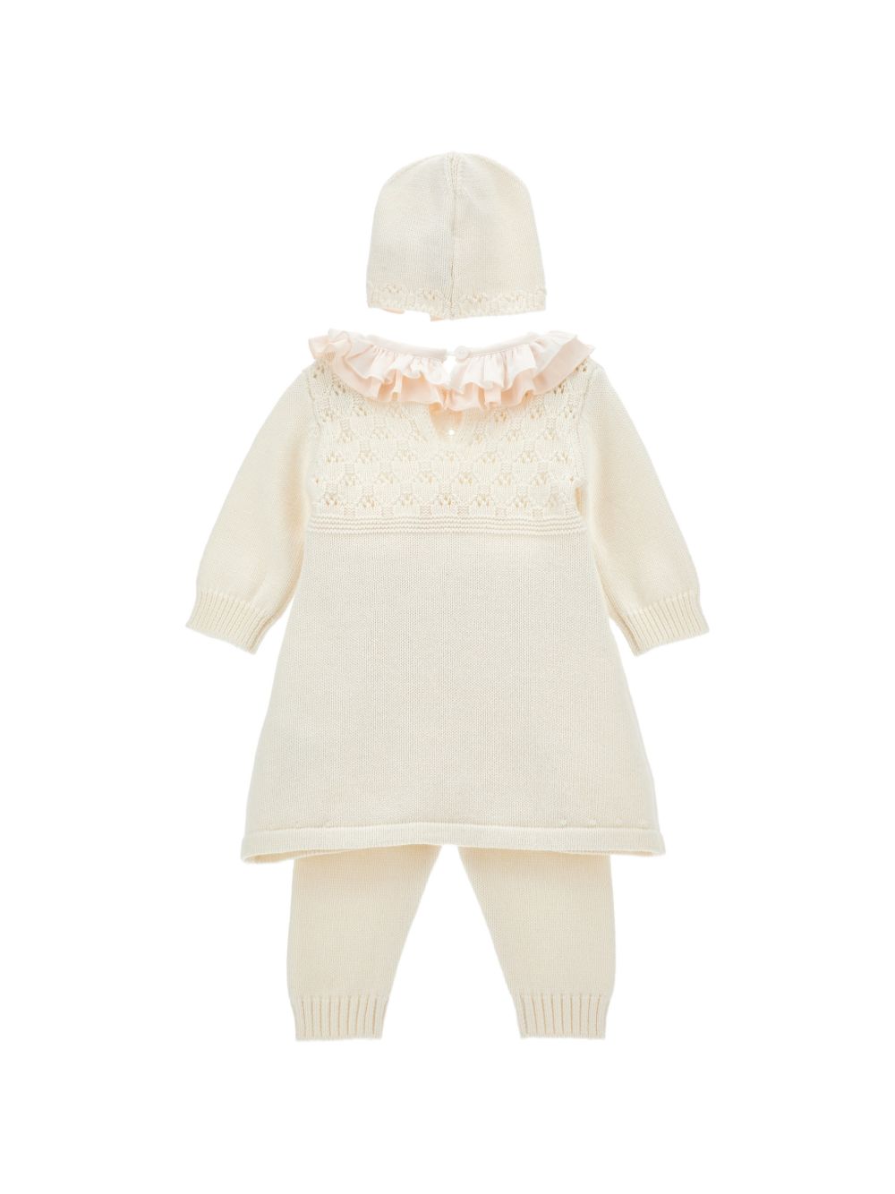 Set di tre pezzi per neonata Monnalisa Kids bianco con dettaglio con fiocco 35H512 8060 0191 MONNALISA KIDS