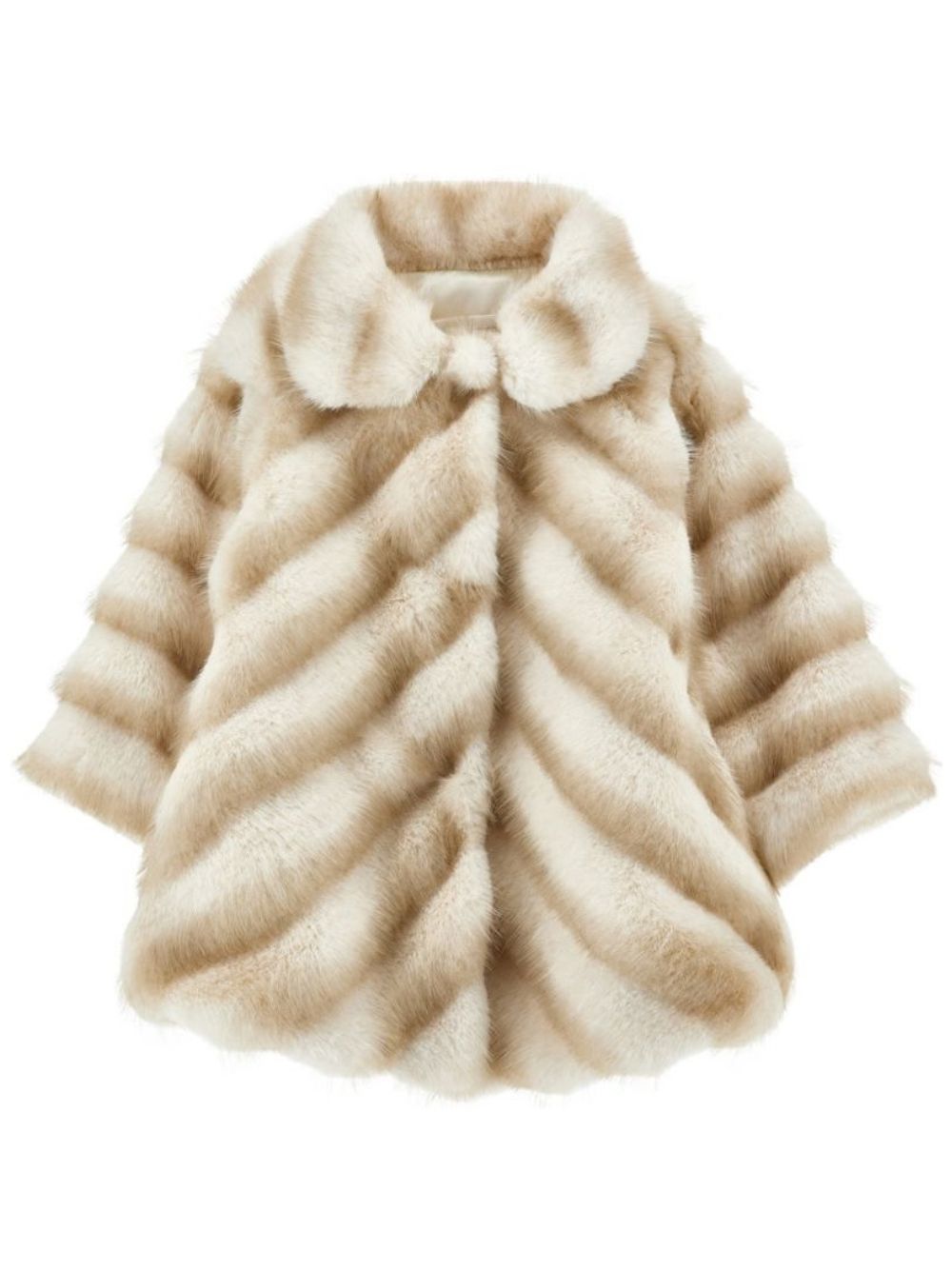 Cappotto per neonata Monnalisa Kids beige in finta pelliccia con motivo chevron 37H100 8033 0001 MONNALISA KIDS