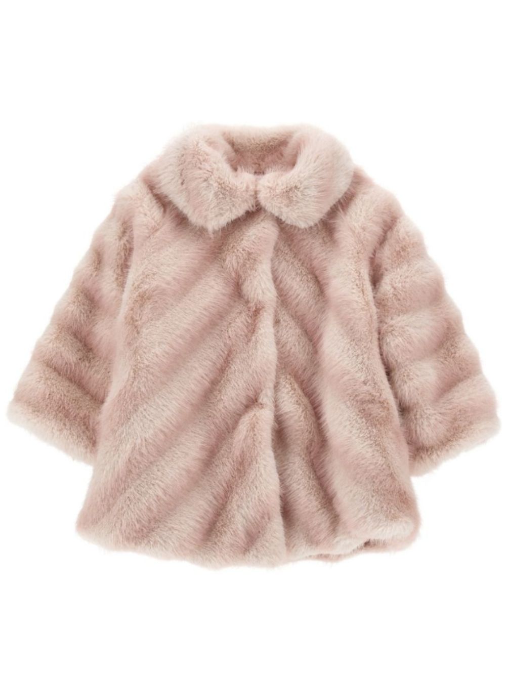 Cappotto per neonata Monnalisa Kids rosa in finta pelliccia con motivo chevron 37H100 8033 0091 MONNALISA KIDS