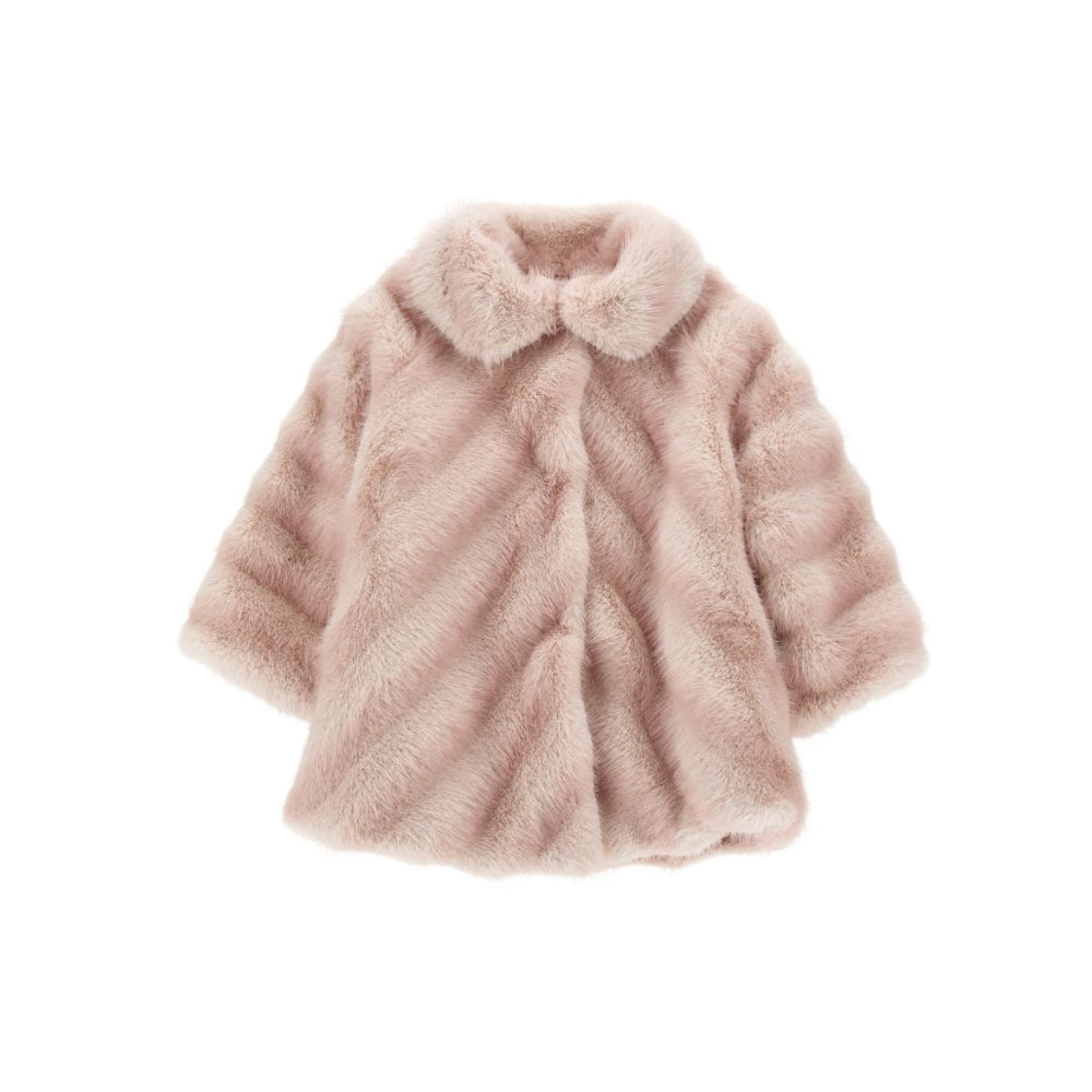 Cappotto per neonata Monnalisa Kids rosa in finta pelliccia con motivo chevron 37H100 8033 0091 MONNALISA KIDS