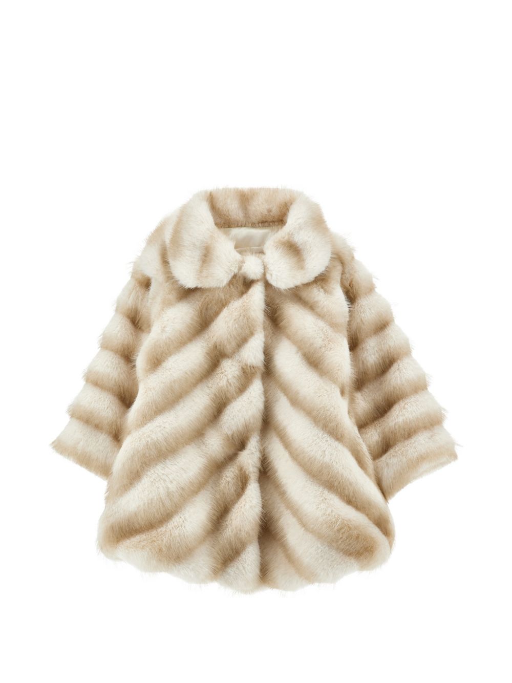 Cappotto per neonata Monnalisa Kids beige in finta pelliccia con motivo chevron 37H100 8033NB 0001 MONNALISA KIDS