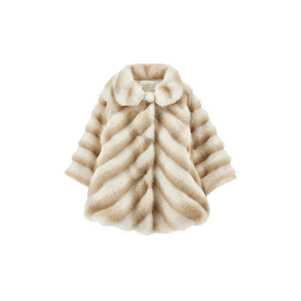 Cappotto per neonata Monnalisa Kids beige in finta pelliccia con motivo chevron 37H100 8033NB 0001 MONNALISA KIDS