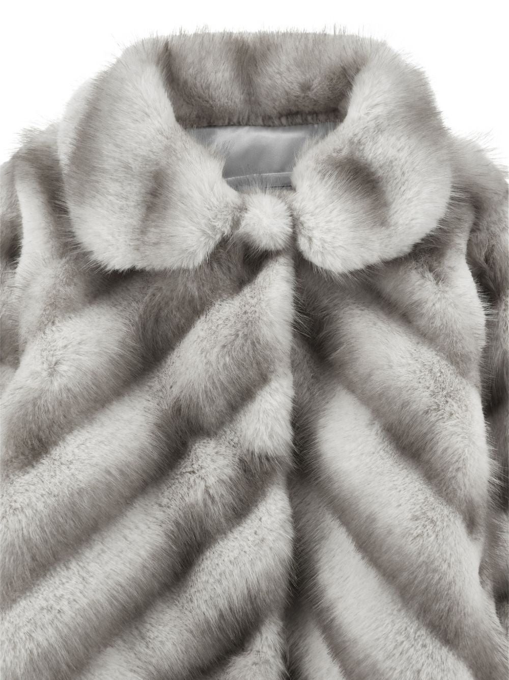 Cappotto per neonata Monnalisa Kids grigio in finta pelliccia con motivo chevron 37H100 8033NB 0032 MONNALISA KIDS