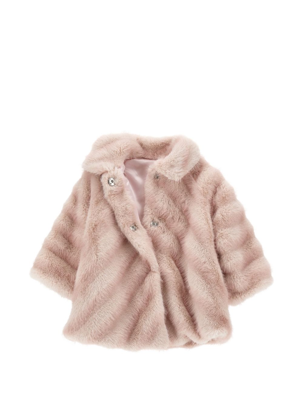 Cappotto per neonata Monnalisa Kids rosa in finta pelliccia con motivo chevron 37H100 8033NB 0091 MONNALISA KIDS