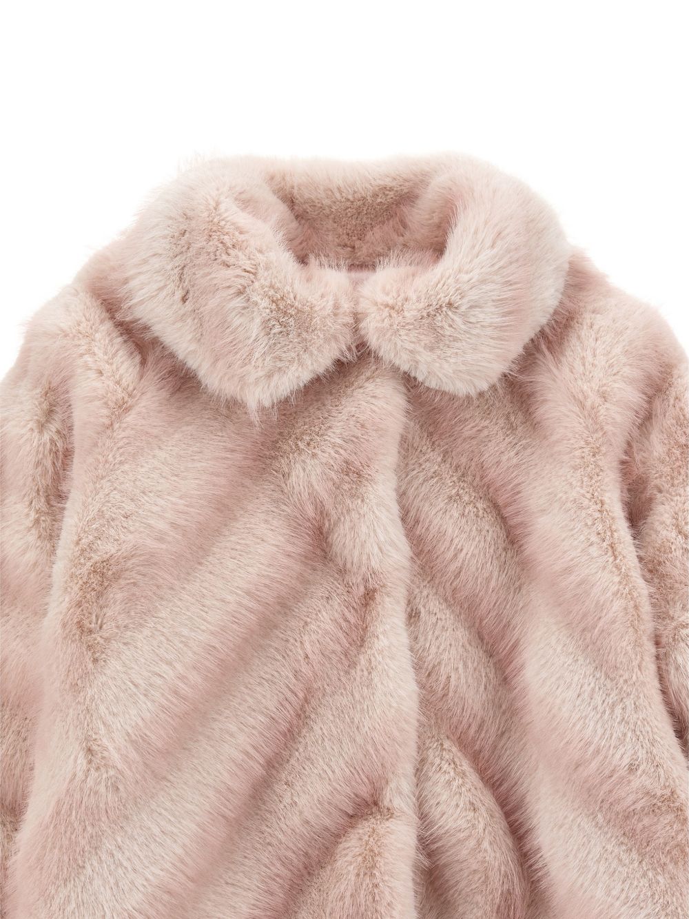 Cappotto per neonata Monnalisa Kids rosa in finta pelliccia con motivo chevron 37H100 8033NB 0091 MONNALISA KIDS