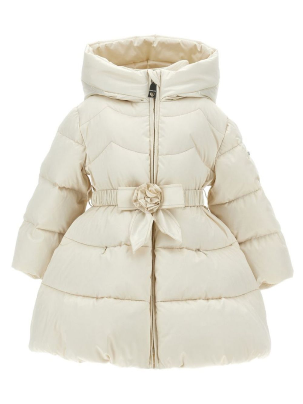 Giubbino per neonata Monnalisa Kids crema con decorazione a fiori 37H102 8026 029F MONNALISA KIDS