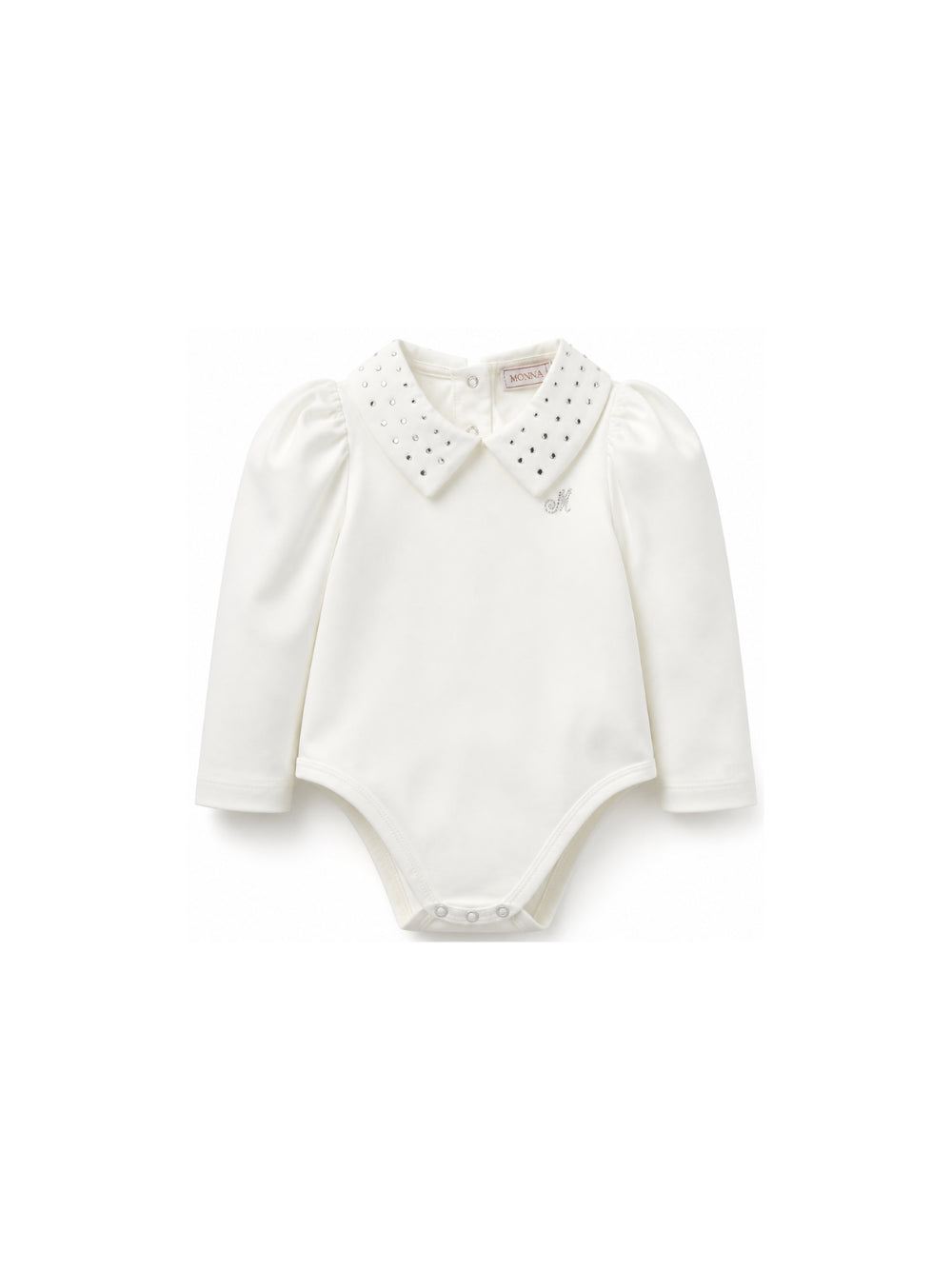 Body per neonata Monnalisa Kids bianco con decorazione con strass 37H300 8002 0001 MONNALISA KIDS