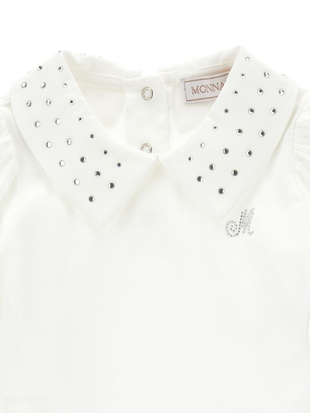 Body per neonata Monnalisa Kids bianco con decorazione con strass 37H300 8002 0001 MONNALISA KIDS