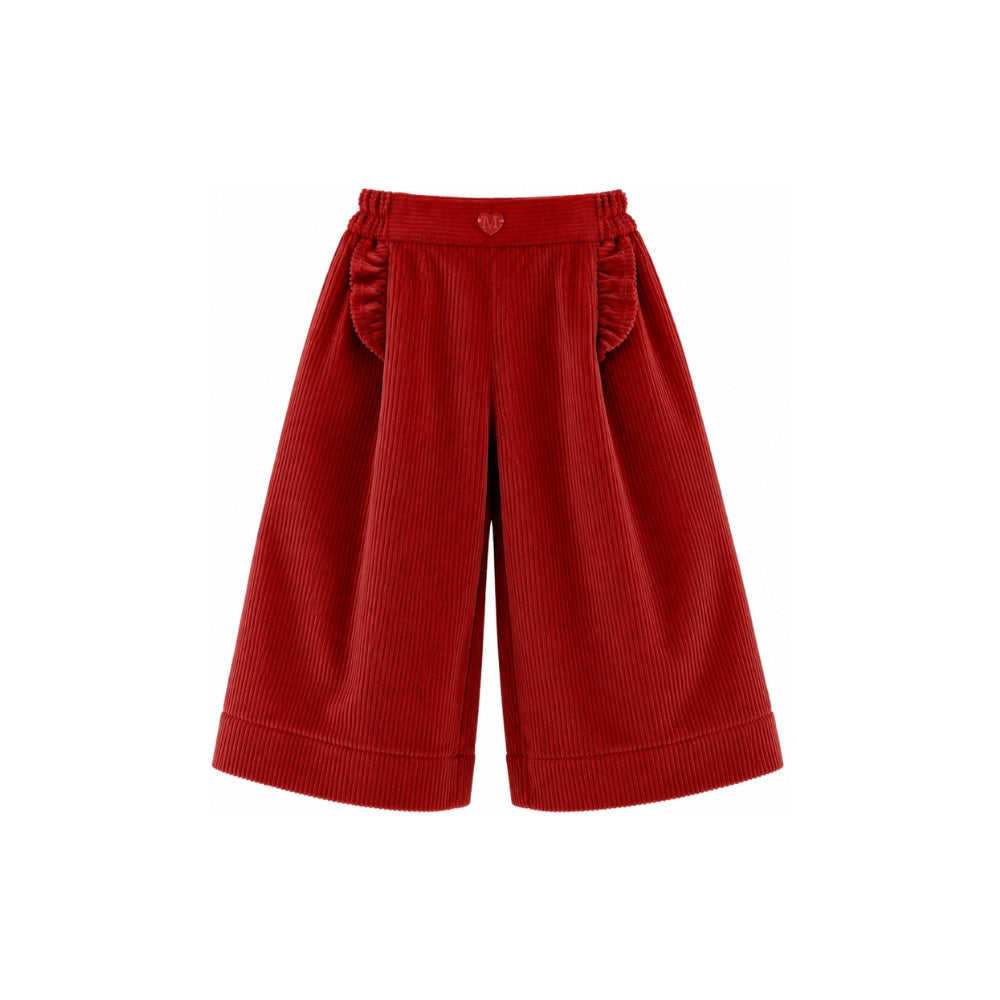 Pantaloni per neonata Monnalisa Kids rossi con dettagli con ruches 37H400 8852 0043 MONNALISA KIDS