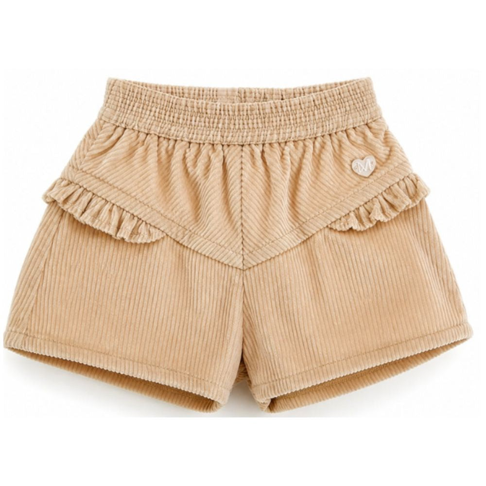 Shorts per neonata Monnalisa Kids beige con motivo a coste 37H412 8852 003M MONNALISA KIDS