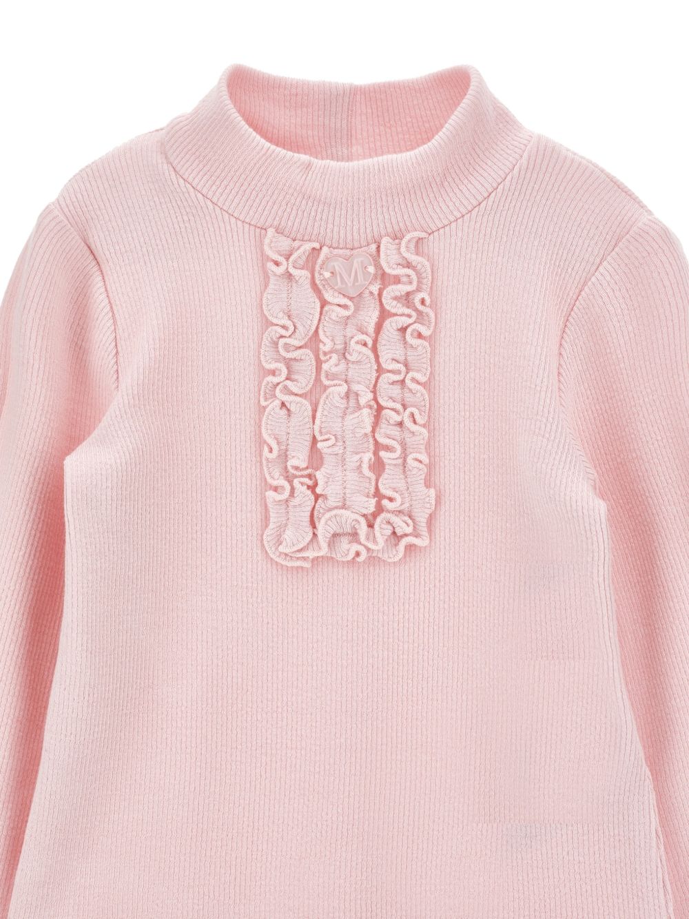 Maglione per bambina Monnalisa Kids rosa con pettorina con ruches 37H617 8212 094F MONNALISA KIDS