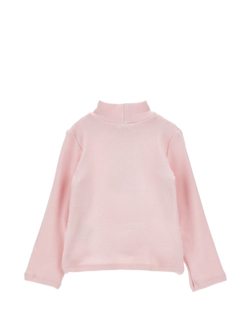 Maglione per bambina Monnalisa Kids rosa con pettorina con ruches 37H617 8212 094F MONNALISA KIDS