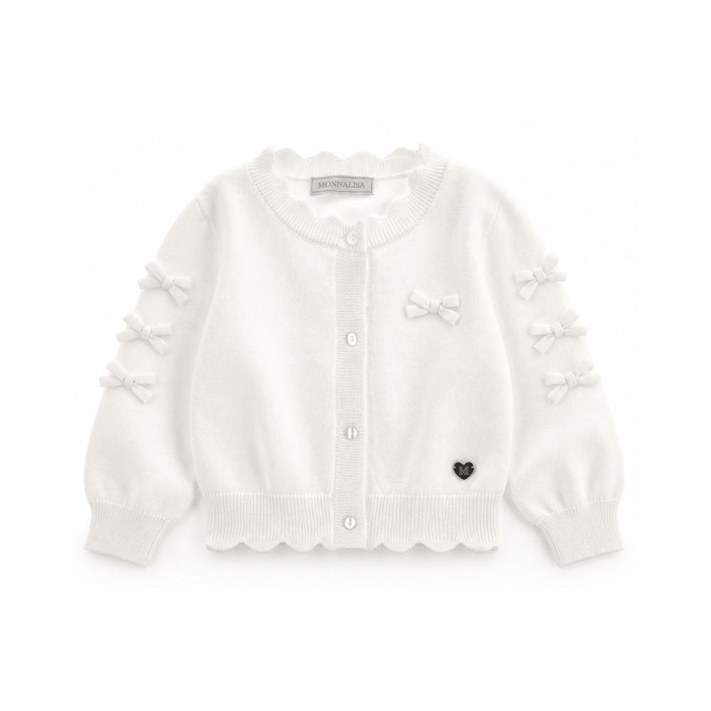 Cardigan per neonata Monnalisa Kids bianco con dettaglio fiocco 37H800 8060 0001 MONNALISA KIDS