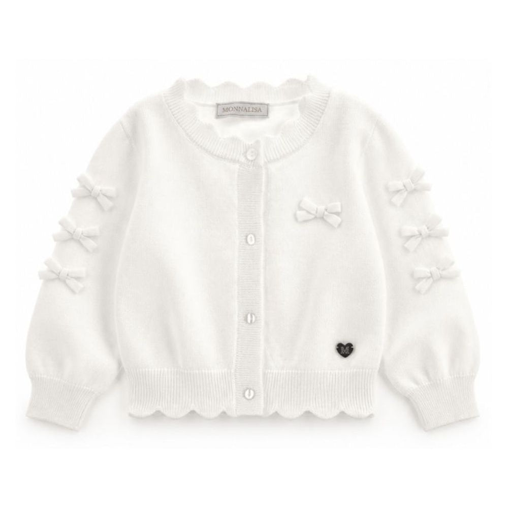 Cardigan per neonata Monnalisa Kids bianco con dettaglio fiocco 37H800 8060 0001 MONNALISA KIDS